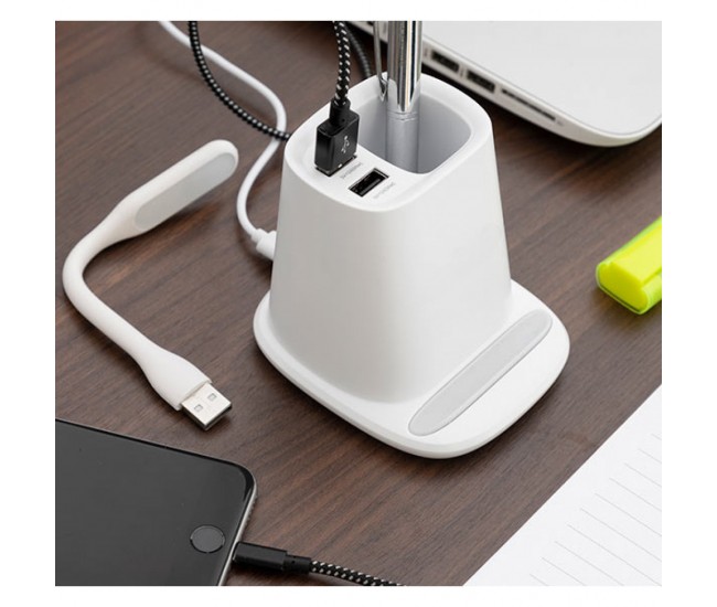 Incarcator wireless cu suport organizator si lampa led usb 5-in-1