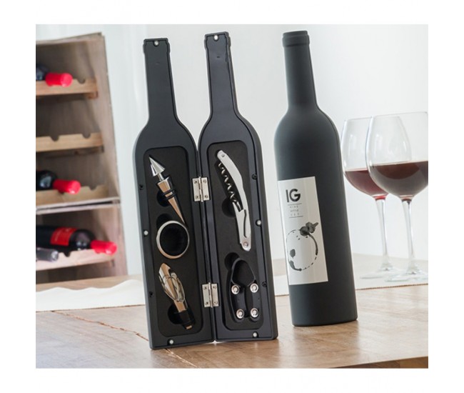 Set de accesorii pentru vin in cutie sub forma de vin