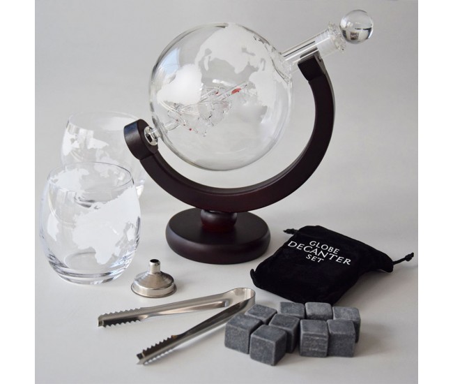 Set decantor glob whisky si cuburi pentru racire