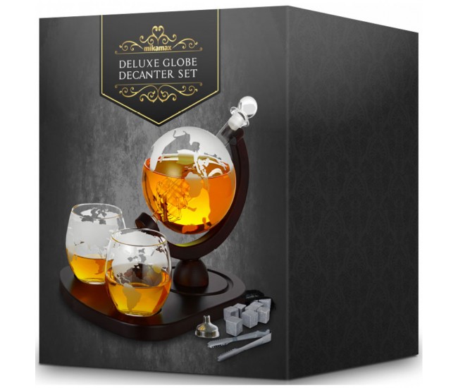 Set decantor whisky Glob Pamantesc Deluxe