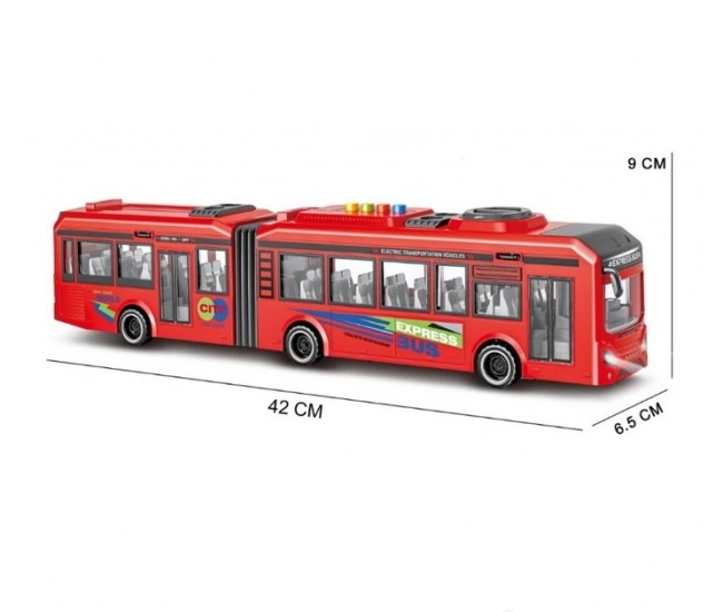 Autobuz cu sunete, lumini si functie usi deschise 42 cm rosu