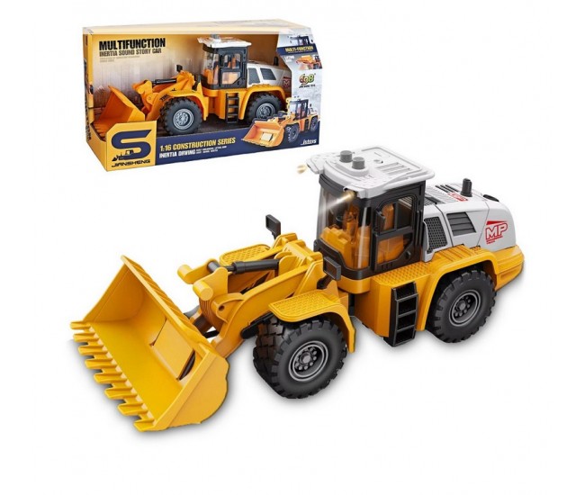 Buldozer de jucarie cu sunete si lumini 31 cm galben 