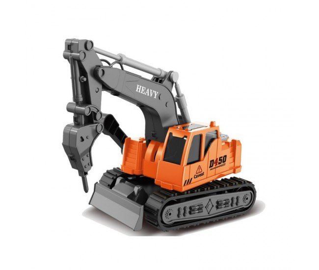 Jucarie excavator cu sunete si lumini 25 cm portocaliu