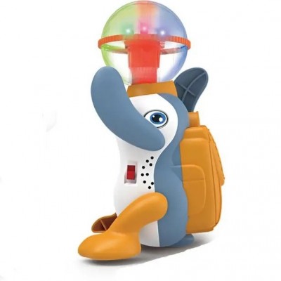 Jucarie interactiva pinguin cu lumini si muzica Top Ball Rotating Penguin