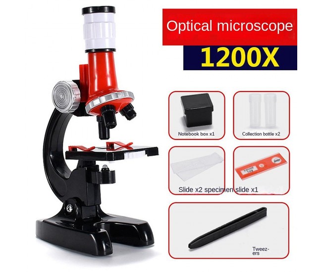 Microscop optic pentru copii 100-1200x rosu