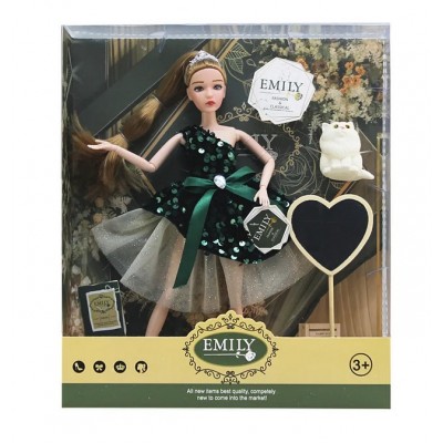 Papusa Emily 30 cm cu rochita eleganta si figurina bufnita 