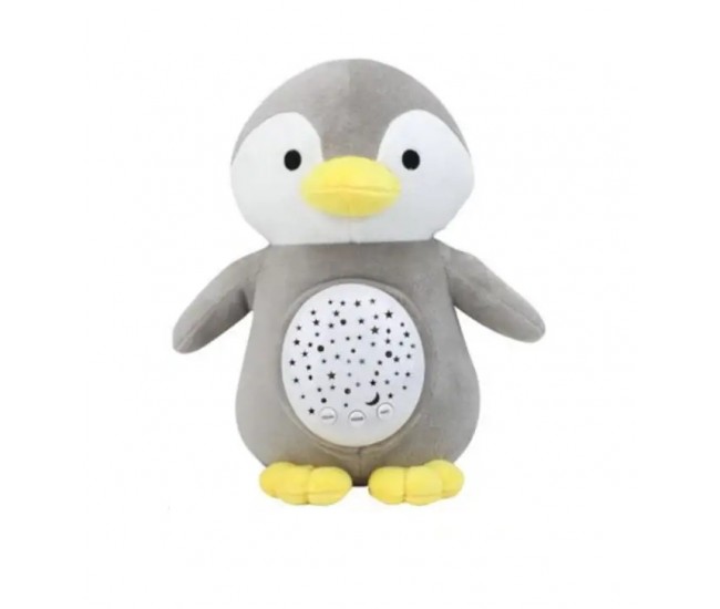 Pinguin de plus cu muzica si proiectie 25 cm