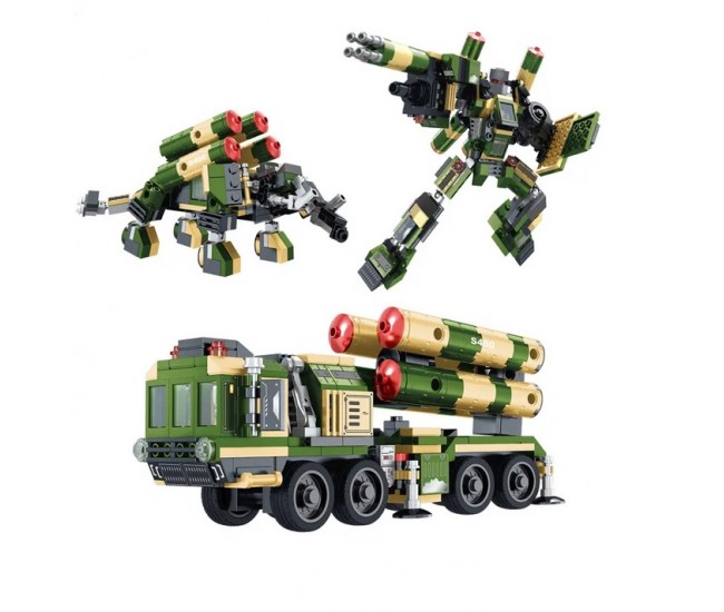 Set constructie 3 in 1 camion militar cu rachete 426 piese