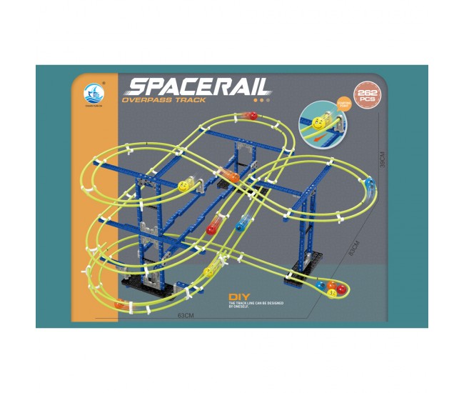 Set constructie circuit cu bile Space Rail 262 piese