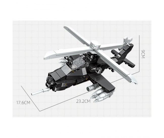 Set cuburi constructie elicopter de lupta Mission Glory 262 piese