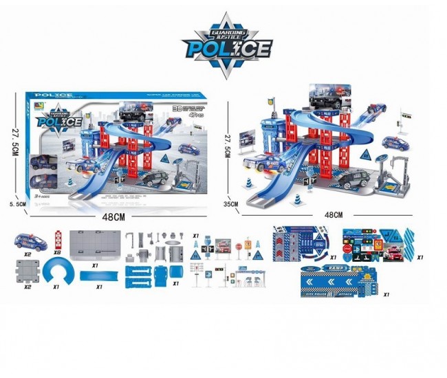 Set parcare supraetajata cu 2 masinute, 47 piese