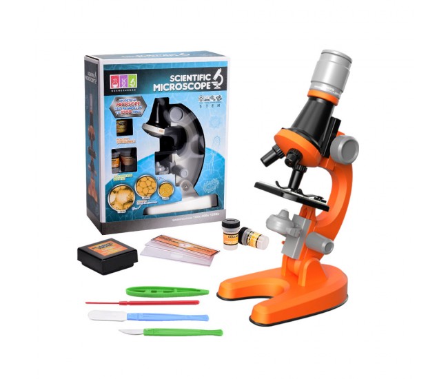 Set microscop pentru copii 100x -1200x - Portocaliu