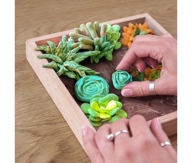 Set creatie wood & craft - succulents, 21*21cm - energy