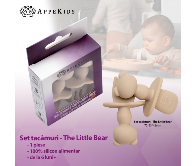 Set tacamuri din silicon, appekids, the little bear,  bubble beige