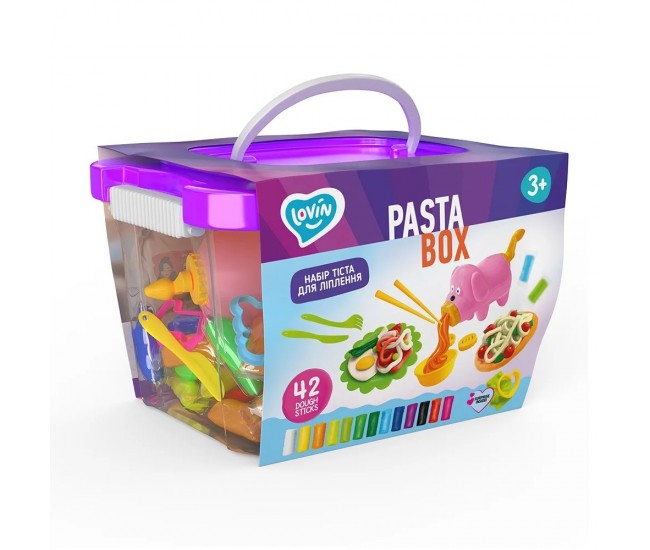 Set plastilina si accesorii pentru modelaj lovin - 42 culori - pasta box