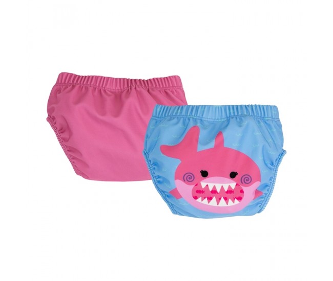 Set 2 chilotei de baie impermeabili, zoocchini, protectie upf50+, marime m, 12-24 luni â€“ pink shark