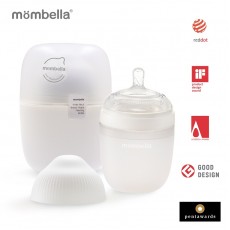 Biberon anticolici mombella breast-like, 210ml, tetina m flux mediu, 100% silicon, ivory