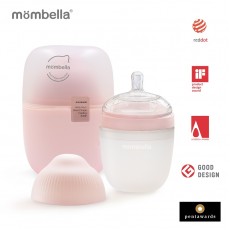 Biberon anticolici mombella breast-like, 210ml, tetina m flux mediu, 100% silicon, old roze