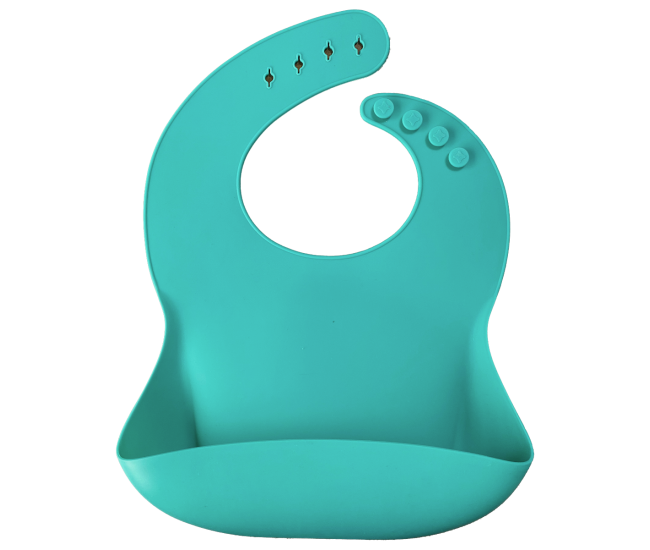 Baveta basic bib minikoioi, 100% premium silicone  – aqua green