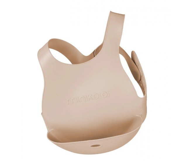 Baveta flexi bib minikoioi, 100% premium silicone – bubble beige