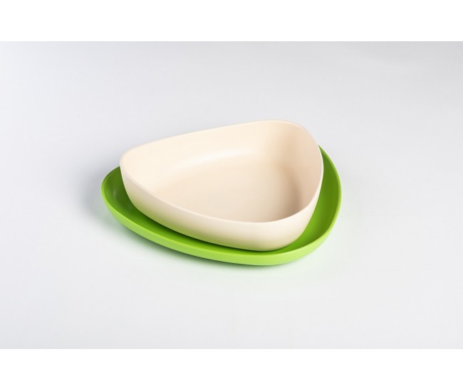 Set 2 farfurii, ekoala, bioplastic, white/green