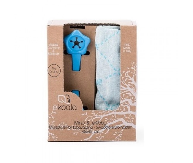 Set swaddle si suport de prindere baveta, ekoala, blue