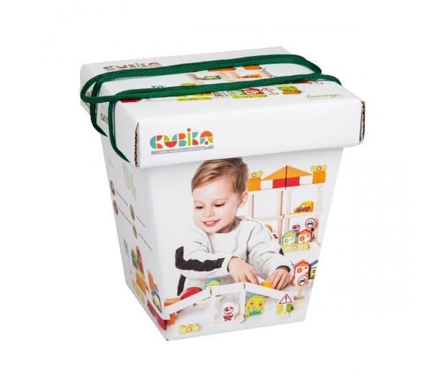 Jucarie din lemn, cubika - kit de constructie pentru baietei