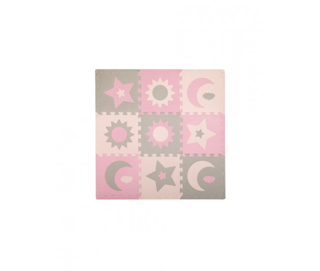 Covoras de joaca puzzle 93x93 cm momi, nebe - pink