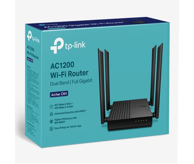 Router wireless gigabit ac1200 archer c64 tp-link