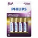 Baterie lithium ultra lr6 aa blister 4 buc philips