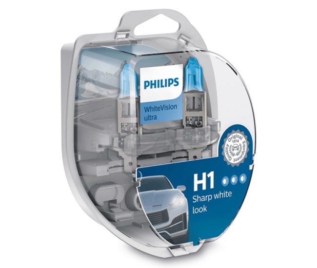 Set 2 becuri auto h1 whitevision ultra philips