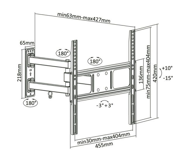 Suport tv de perete 32-55 inch cabletech