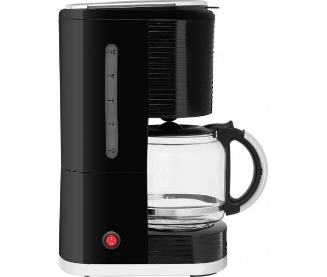 Cafetiera ECG KP 2150 Stripe, 980 W, 1.5 litri, preparare pana la 10 cesti de cafea odata, sistem drip-stop, negru