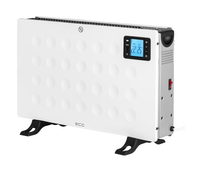 Convector electric de podea ECG TK 2080 DR alb, 2000 W, 3 trepte, termostat, LCD