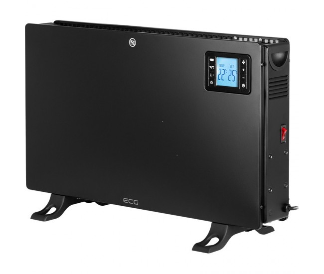 Convector electric de podea ECG TK 2080 DR negru, 2000 W, 3 trepte, termostat, LCD