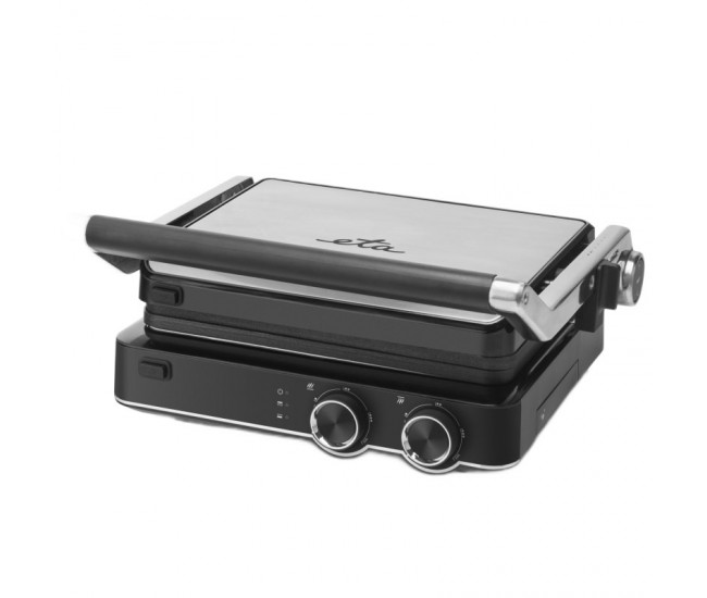 Gratar electric ETA GrilChef 5156, 2000 W, otel inoxidabil, deschidere la 180 de grade, 2 termostate