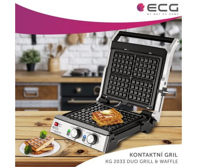 Grill si Vafe ECG KG 2033 DUO, 2000 W, 2 termostate independente