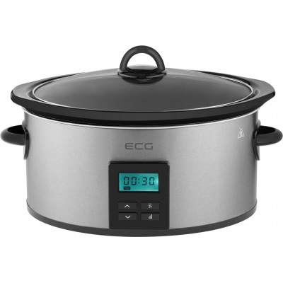 Oala electrica Slow cooker ECG PH 5510 Rider, 5.5 litri, 240 W, vas ceramic, timer, afisaj LED