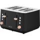 Prajitor de paine ECG ST 4768 Timber Black, 1850 W, 4 felii, 7 grade de rumenire, otel inoxidabil si elemente din lemn, negru