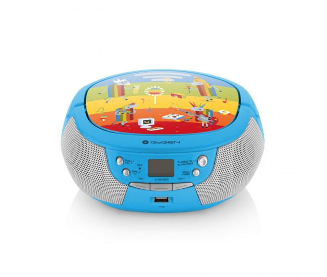 Radio CD pentru copii GoGEN DECKO B, 2 x 0,8 W, Bluetooth, karaoke, microfon, MP 3, USB, AUX in, albastru