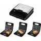 Sandwich-maker ECG S3173 3in1 Triangle, 750W, 3 tipuri de placi detasabile, negru-otel inoxidabil