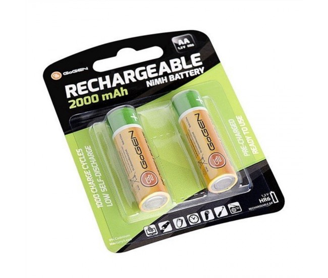 Set 2 baterii AA GoGEN HR06 reincarcabile, 1.2 V, 2000mAh, Ni-MH