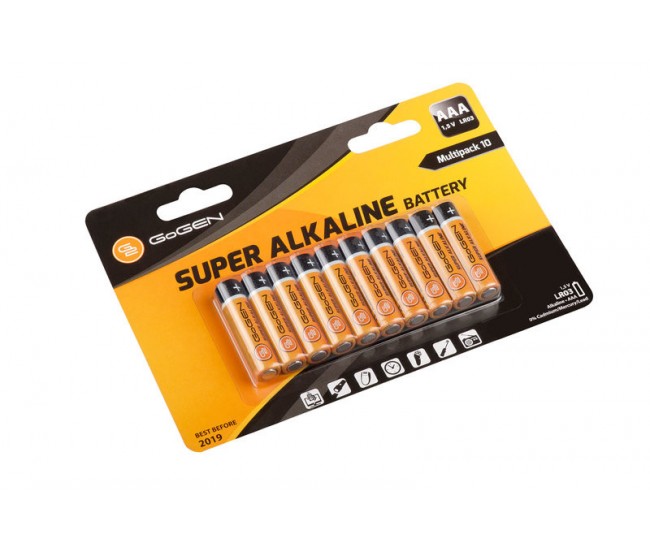 Set baterii Alcaline GoGEN SUPER LR03, 1.5 V, AAA, 800 mAh, 10 bucati