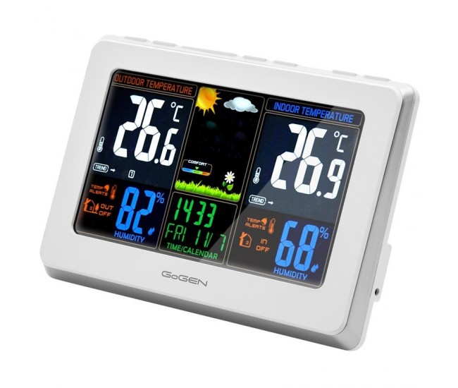 Statie meteo interior-exterior GoGEN ME 3257, senzor extern fara fir, LCD color