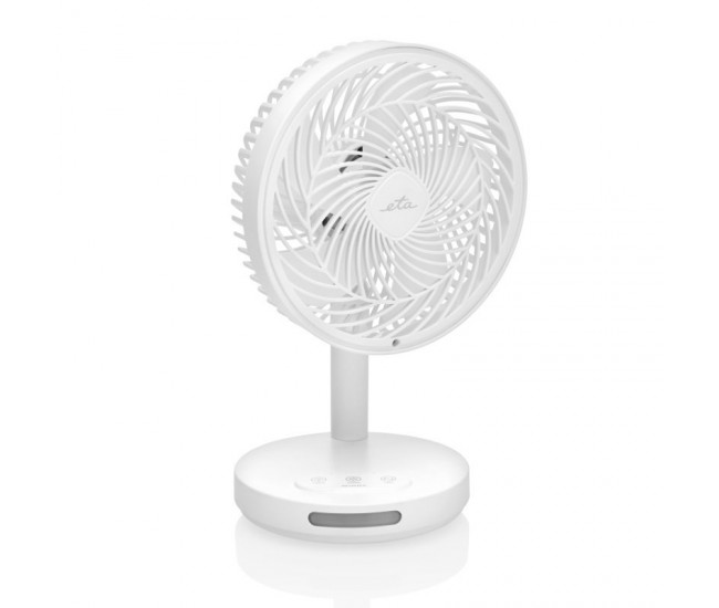 Ventilator de masa fara fir ETA Windy 0607 90000, 16.6 cm, 3 viteze, iluminare LED, alb