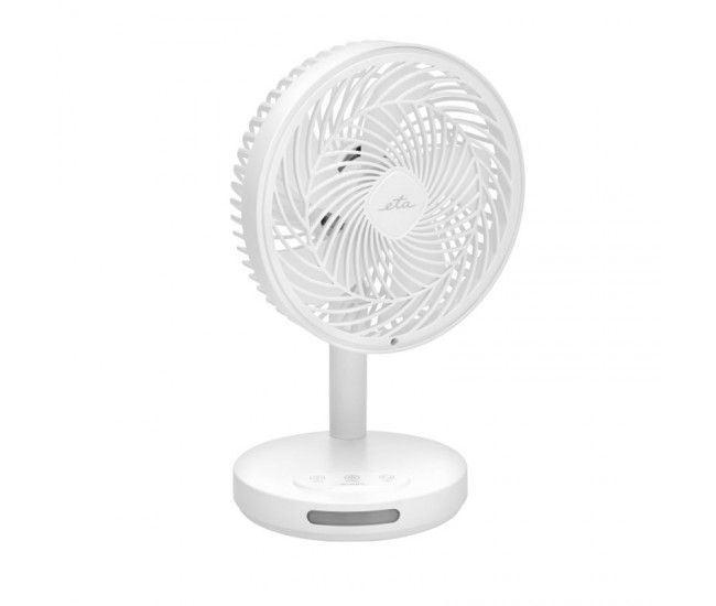 Ventilator de masa fara fir ETA Windy 0607 90000, 16.6 cm, 3 viteze, iluminare LED, alb