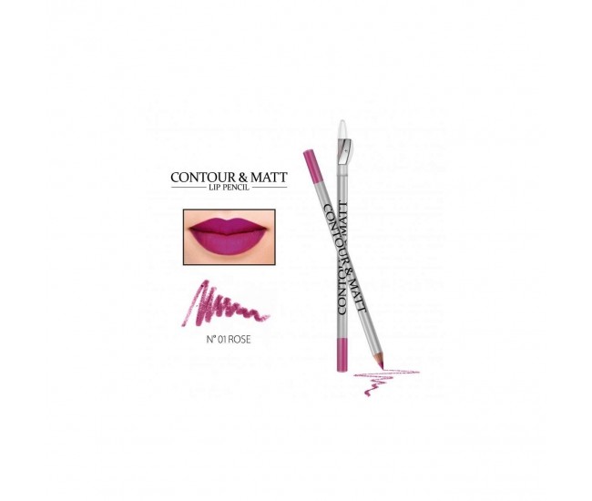 Creion pentru conturul buzelor, Contour and Matt, Revers, nr.01 Rose, mat