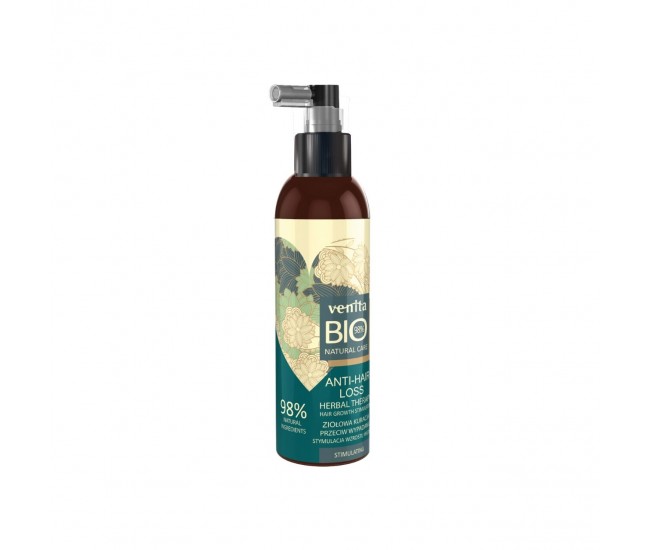 Solutie bio-tratament impotriva caderii parului si a incaruntirii, 98% Natural, Venita Bio, 200ml