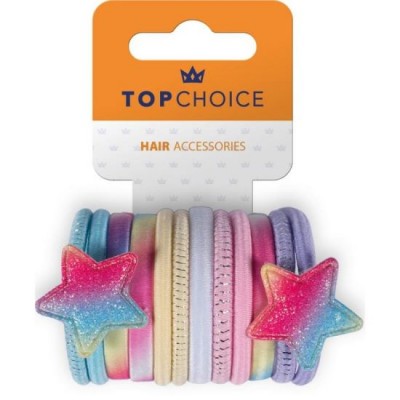 Set 12 elastice de par Rainbow & Stars, Top Choice TC26393