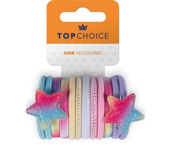 Set 12 elastice de par Rainbow & Stars, Top Choice TC26393